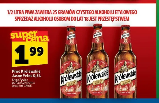 Piwo Królewskie Jasne Pełne 0,5 l promocja w TOPAZ