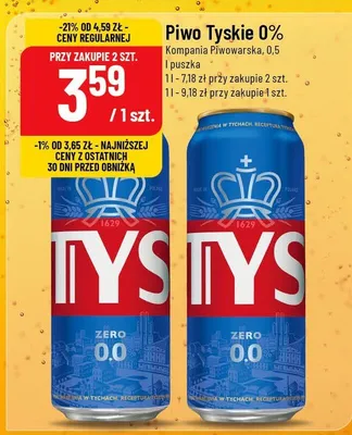 Piwo Tyskie 0% promocja w POLOmarket