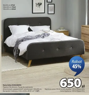 Rama łóżka KONGSBERG 140x200 cm promocja w Jysk