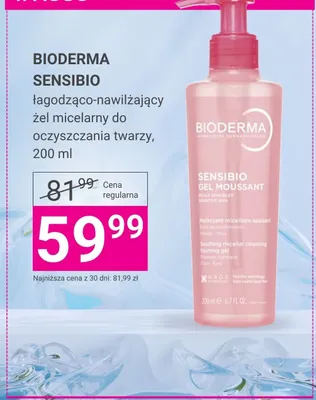 Żel micelarny łagodząco-nawilżający do oczyszczania twarzy Bioderma Sensibio promocja w Hebe