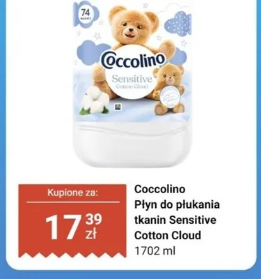 Płyn do płukania tkanin Coccolino Sensitive Cotton Cloud promocja w Dino