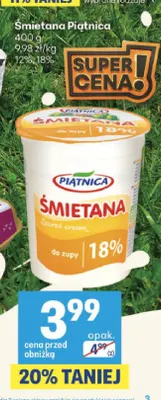 Śmietana Piątnica 18% promocja w Delikatesy Centrum
