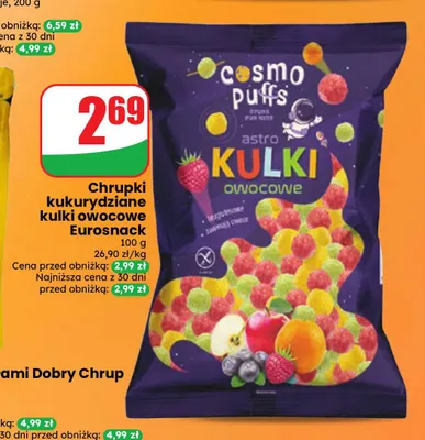 Chrupki kukurydziane kulki owocowe Eurosnack promocja w Dino