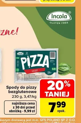 Spody do pizzy bezglutenowe Incola promocja w Carrefour
