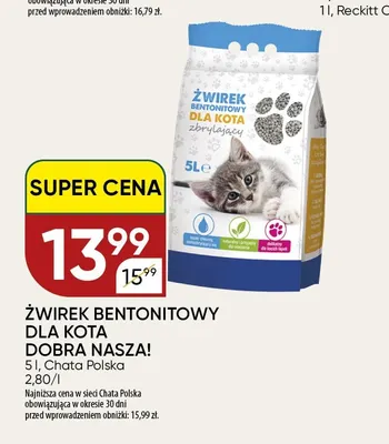 Żwirek bentonitowy dla kota Dobra Nasza! promocja w Chata Polska