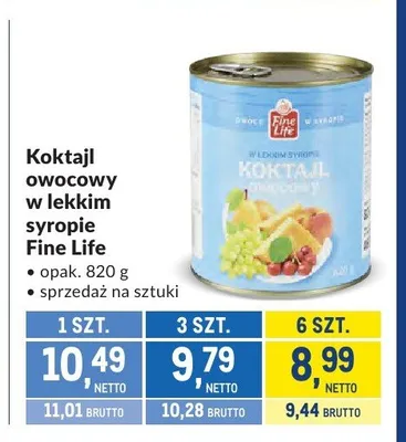 Koktajl owocowy w lekkim syropie Fine Life promocja w Makro
