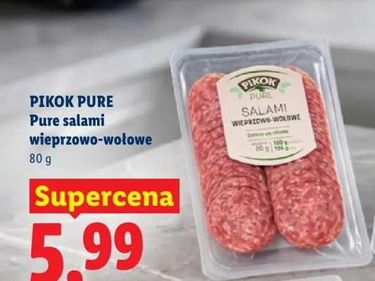 Salami wieprzowo-wołowe Pikok Pure promocja w Lidl