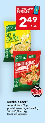 Nudle Knorr ser w ziołach promocja w LEWIATAN