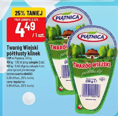 Twaróg Wiejski półtłusty klinek promocja w POLOmarket