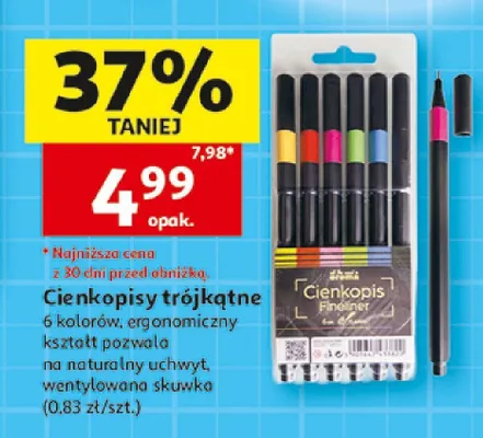 Cienkopisy trójkątne Drema 6-pak promocja w Auchan
