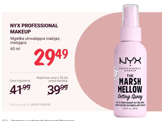 Mgiełka utrwalająca makijaż matująca NYX PROFESSIONAL MAKEUP promocja w Rossmann