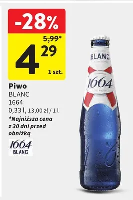 Piwo Blanc 1664 promocja w Intermarche