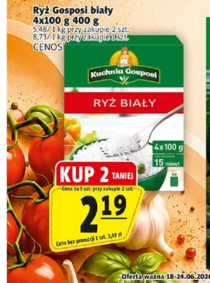 Ryż biały Kuchnia Gosposi 4-pak 100 g promocja w Prim Market