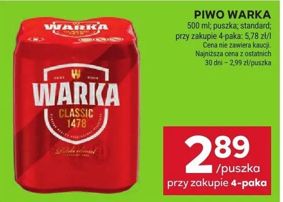 Piwo Warka Classic 1478 promocja w Stokrotka