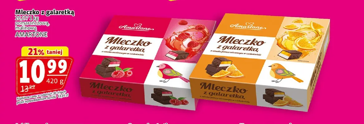 Mleczko z galaretką malinową Amartone promocja w Prim Market