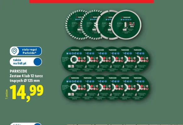Zestaw 12 tarcz tnących Parkside Ø 125 mm promocja w Lidl