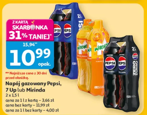 Napój gazowany Pepsi, 7 Up lub Mirinda promocja w Auchan