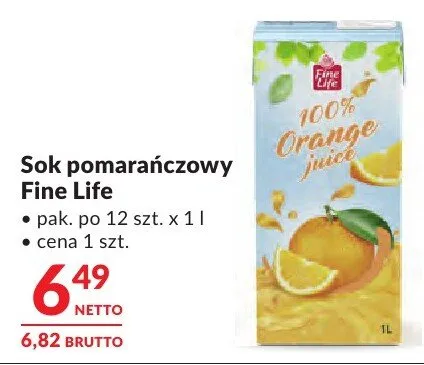 Sok pomarańczowy Fine Life promocja w Makro