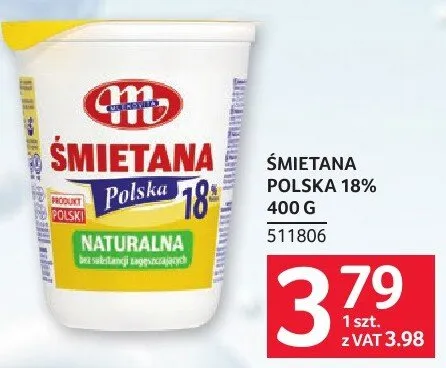 Śmietana polska 18% 400g Mlekovita promocja w Selgros