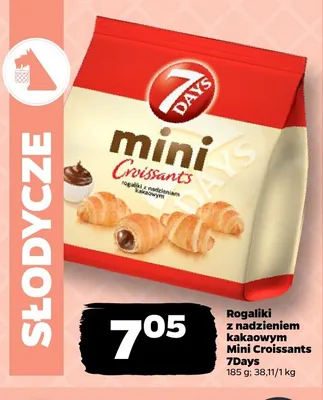 Rogaliki z nadzieniem kakaowym Mini Croissants 7Days promocja w Netto