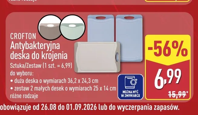 Zestaw antybakteryjnych desek do krojenia Crofton promocja w Aldi