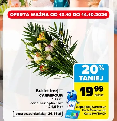 Bukiet frezji Carrefour 10 szt. promocja w Carrefour