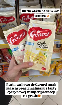 Rurki waflowe Rolls Rolls smak tarty cytrynowej dr Gerard promocja w Dino