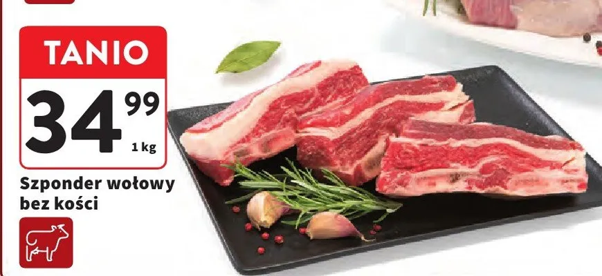 Szponder wołowy bez kości promocja w Intermarche