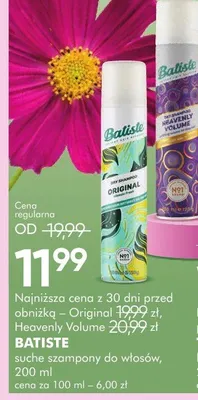 Suchy szampon Batiste Original 200ml promocja w Super-Pharm