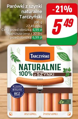 Parówki z szynki naturalne Tarczyński promocja w Dino