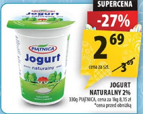 Jogurt naturalny 2% promocja w Arhelan