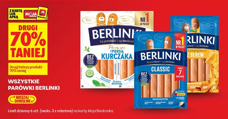 Parówki wszystkie rodzaje promocja w Biedronka