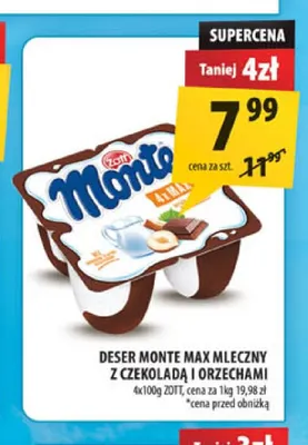 Deser Monte Max mleczny z czekoladą i orzechami 4-pak promocja w Arhelan