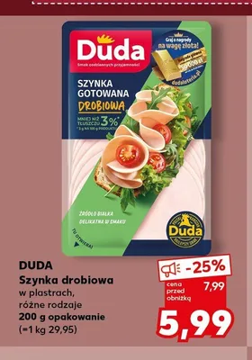 Szynka drobiowa w plastrach Duda promocja w Kaufland