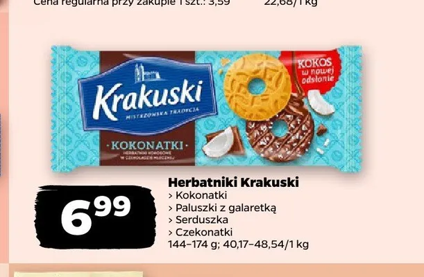 Herbatniki Krakuski Kokonatki promocja w Netto