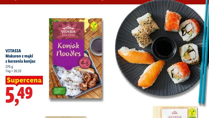 Makaron z mąki z korzenia konjac Vitasia promocja w Lidl