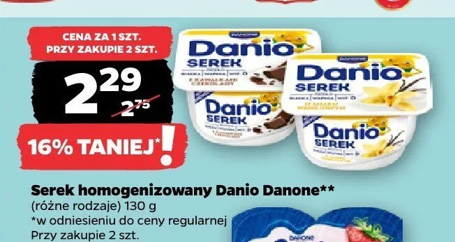Serek homogenizowany Danio Danone promocja w Netto