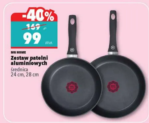 Zestaw patelni aluminiowych 24 i 28 cm promocja w Biedronka