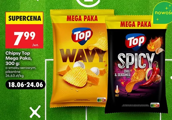 Chipsy Top Wavy o smaku serowym Mega Paka promocja w Biedronka