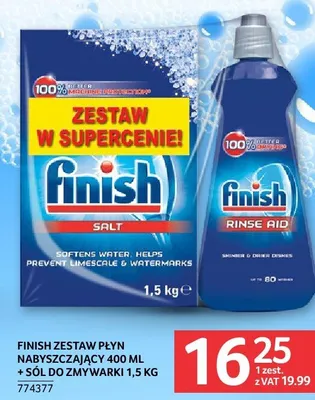 Zestaw płyn nabyszczający Finish Rinse Aid 400 ML + sól Finish Salt 1,5 KG promocja w Selgros