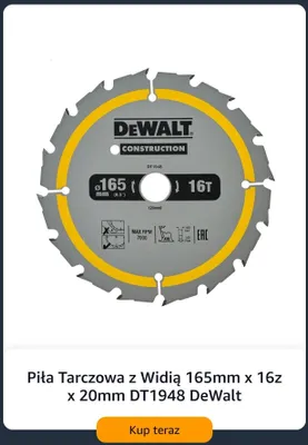 Piła tarczowa z widią DeWALT promocja w Amazon