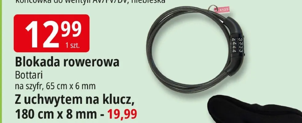 Blokada rowerowa z uchwytem na klucz, 180 cm x 8 mm promocja w Leclerc
