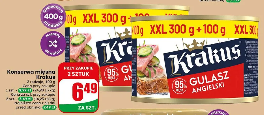 Konserwa mięsna Krakus promocja w Dino