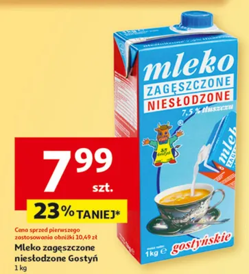Mleko zagęszczone niesłodzone Gostyń promocja w Auchan