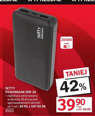 Powerbank SETTY SPB-20 20000mAh promocja w Selgros