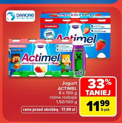 Jogurt Actimel truskawkowy 8-pak promocja w Carrefour