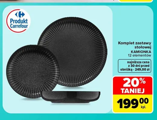 Komplet zastawy stołowej kamionka 12 elementów Carrefour promocja w Carrefour