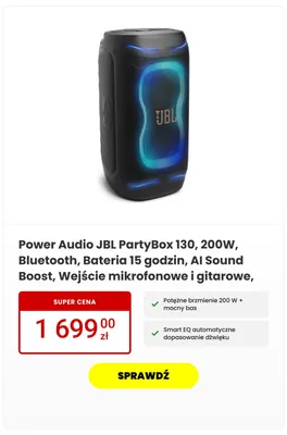 Power Audio JBL PartyBox 130 promocja w Media Expert
