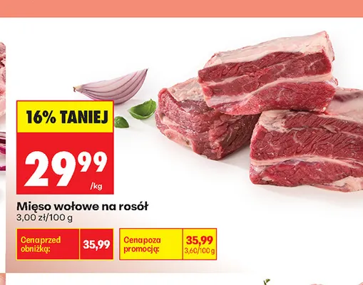 Mięso wołowe na rosół promocja w Biedronka
