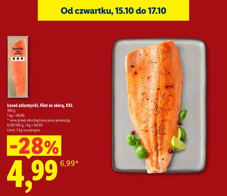Łosoś atlantycki filet ze skórą XXL SuperFish promocja w Lidl